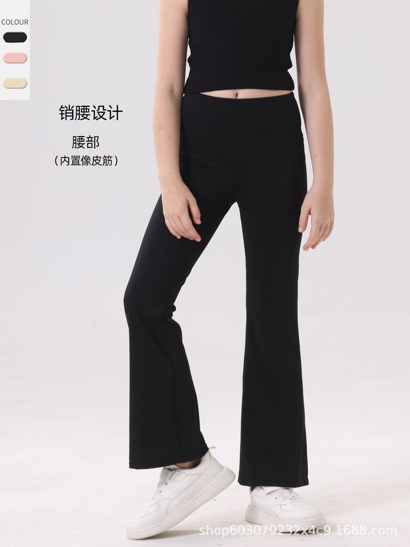 2025 Children'S Flared Yoga Pants Girls' Sports Training Solid Color Long Pants Leggings Breathable Quick-Dry For Outdoor Wear - Image 2